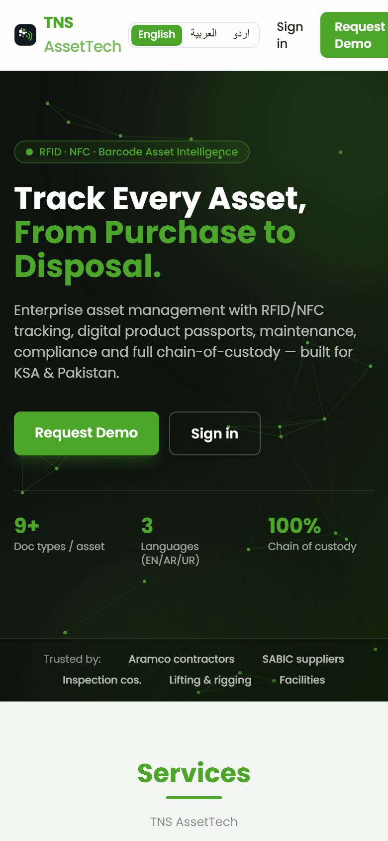 TNS AssetTech mobile screenshot