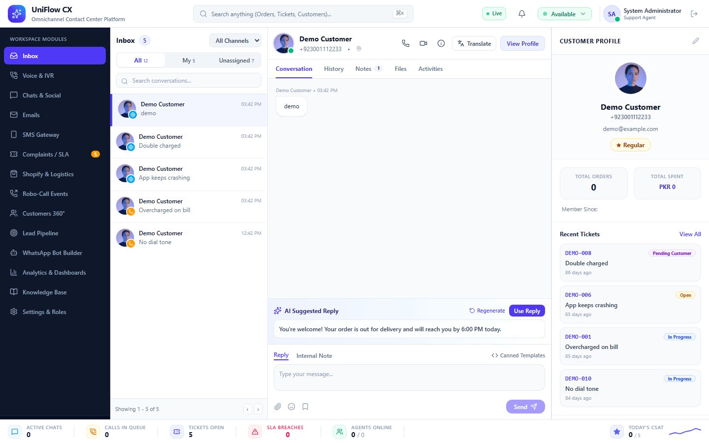 UniFlow CX desktop screenshot