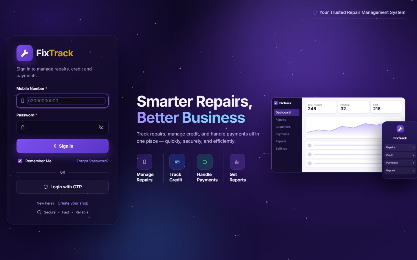 FixTrack desktop screenshot