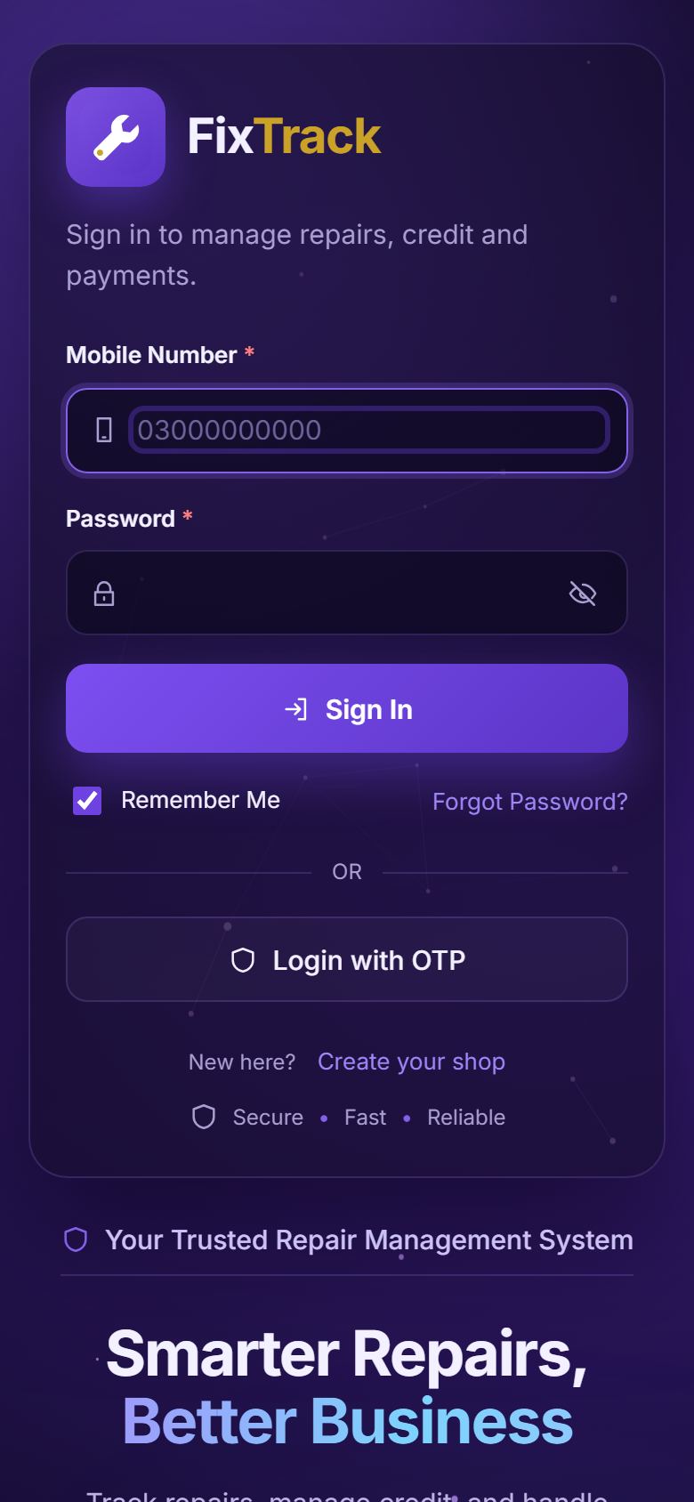 FixTrack mobile screenshot